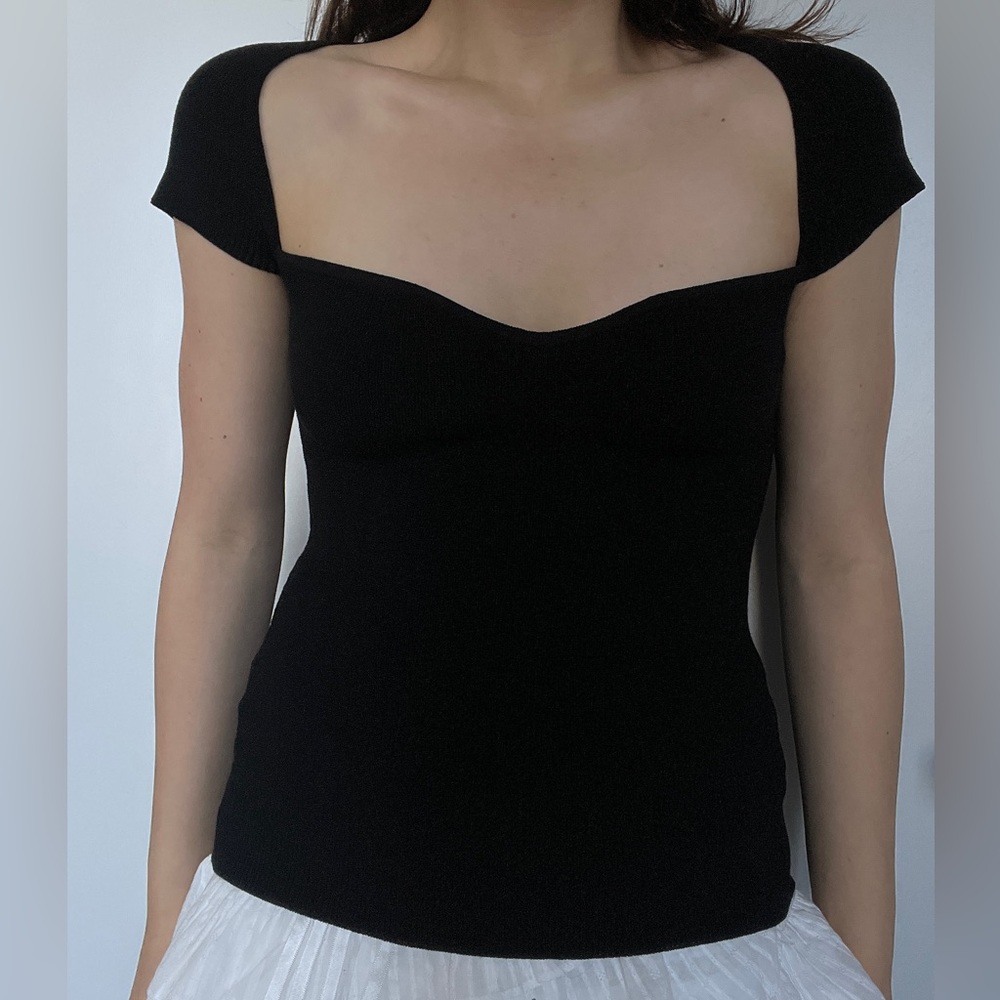 superdown Black Square Neck Fitted Top